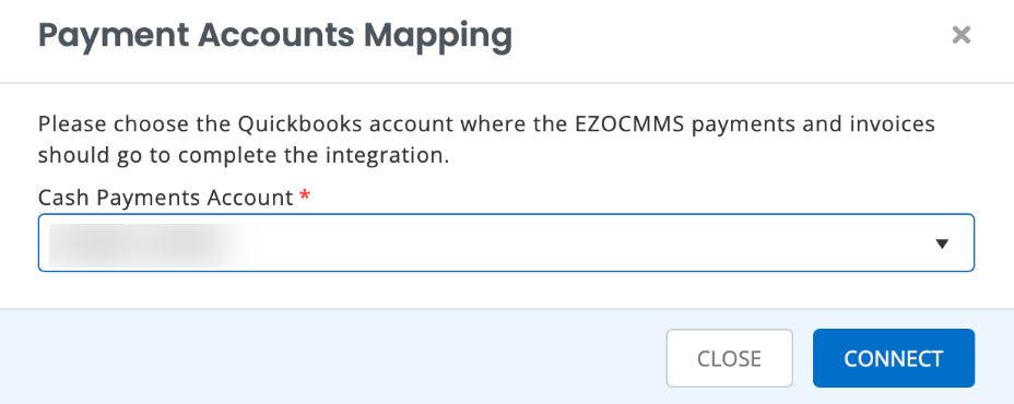 Pop-Up showing Payment Accounts Mapping