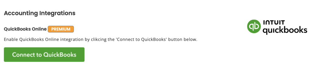 Integrations page showing how to connect QuickBooks Online with EZO