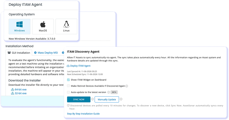 AssetSonar’s on-prem discovery agent for IT asset discovery