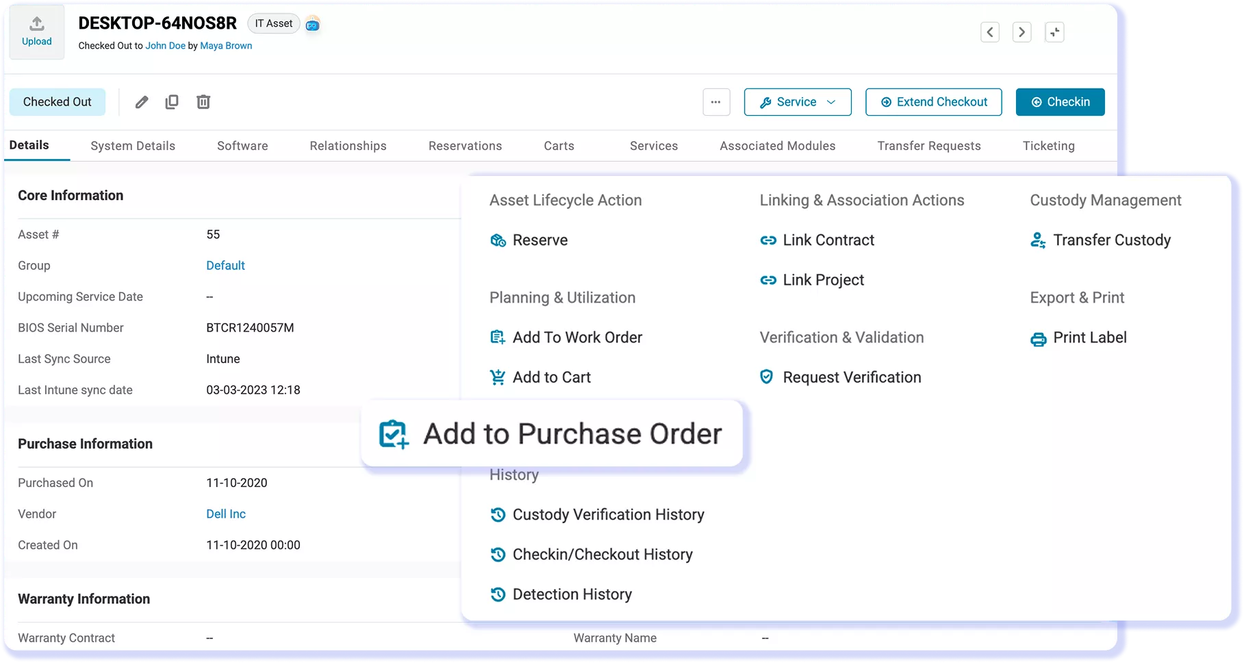 Track the ownership of IT assets in AssetSonar, manage their location, and retire them from one place