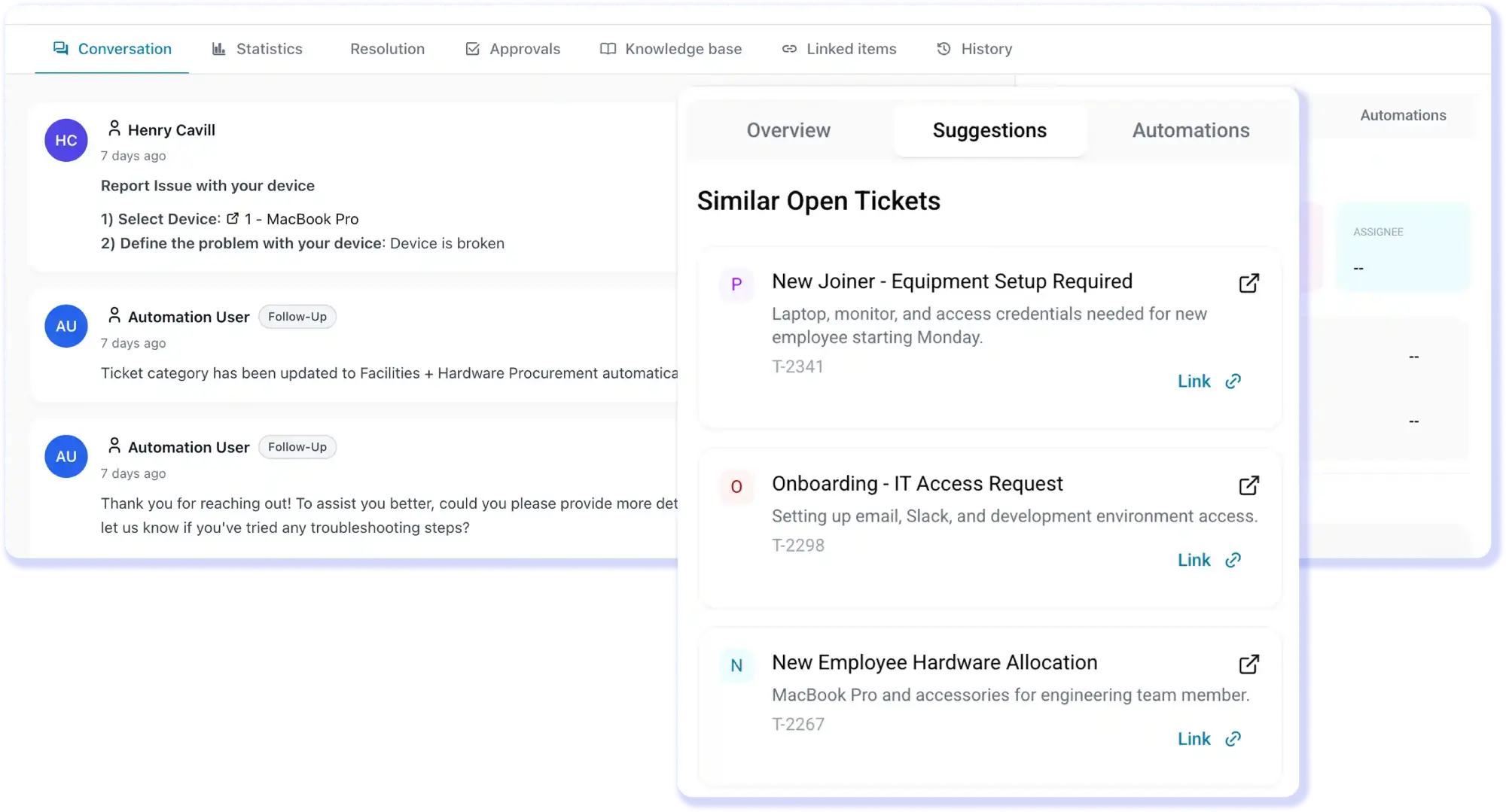 <h3>Asset-Linked Service Desk</h3>