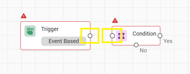 Automation canvas showing how to link two nodes.