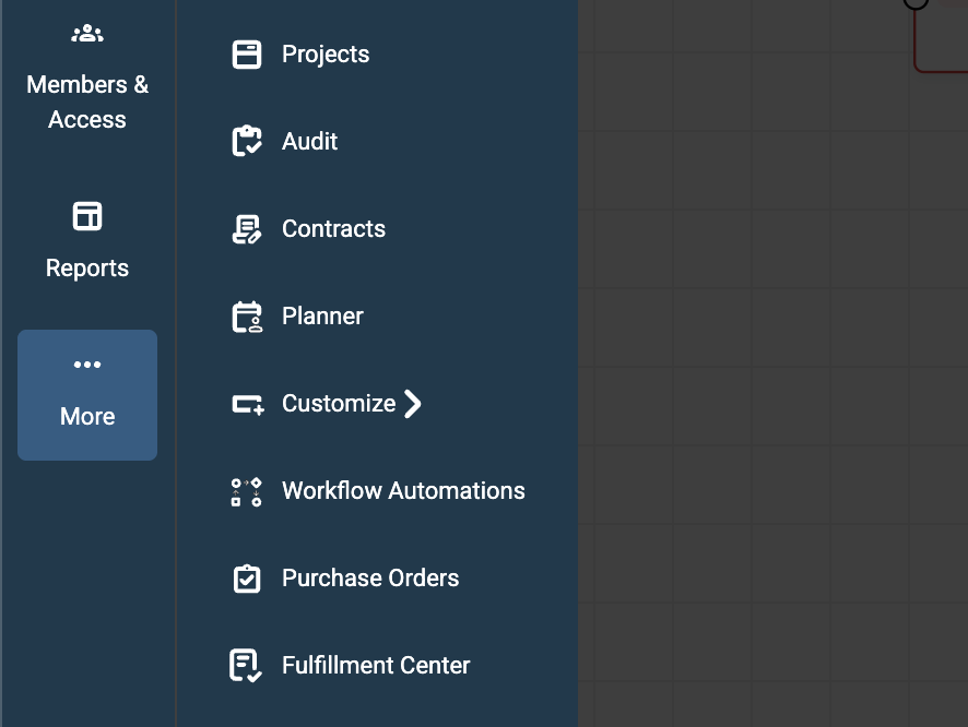 Navigation bar showing the workflow automation option.