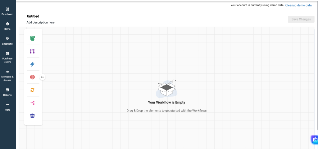 Workflow automation page showing the automation canvas.