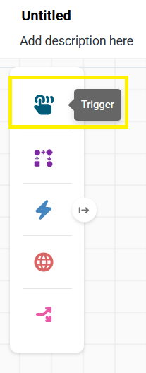 Workflow automation page showing the trigger node.