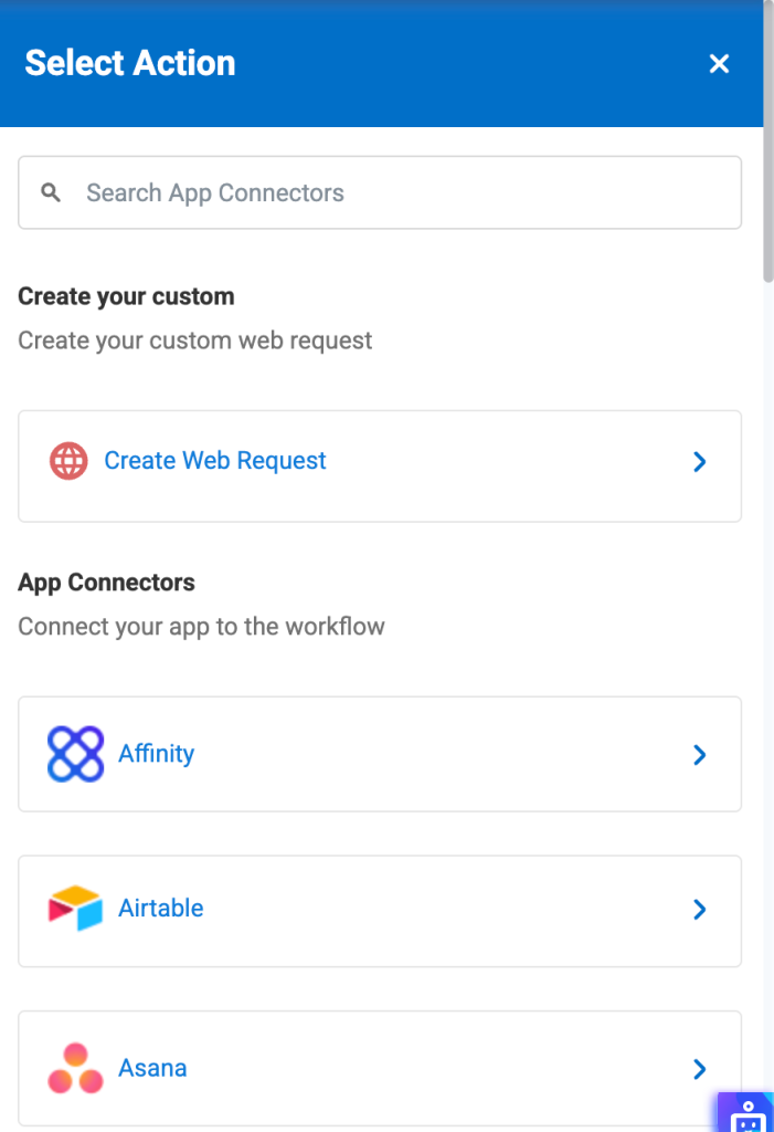 Workflow automation canvas showing the Web Request modal.