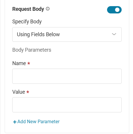 Web Request modal showing the Body field.
