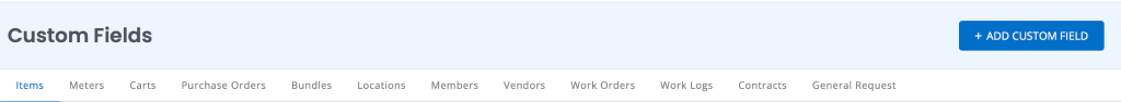 The Custom Fields page showing the add custom field button.