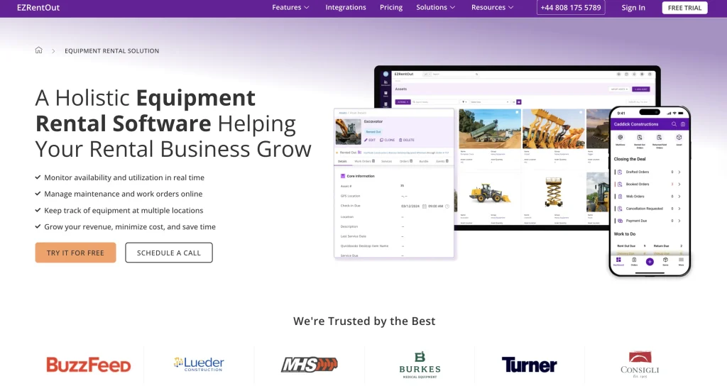 EZRentOut’s homepage.