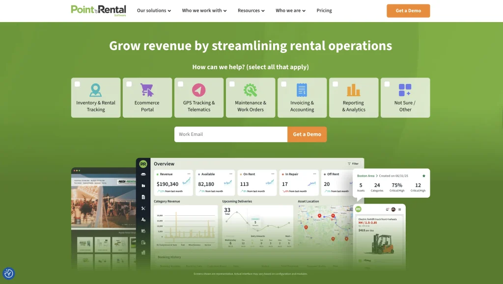 Point of Rental's homepage