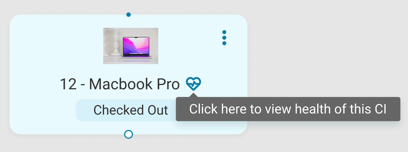 MacBook Pro configuration item in AssetSonar IT Graph with the View Health option highlighted