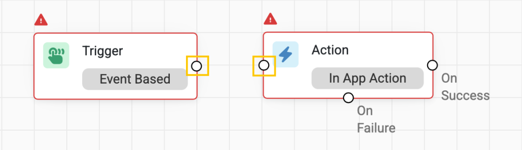 Automation canvas showing how to link two nodes.