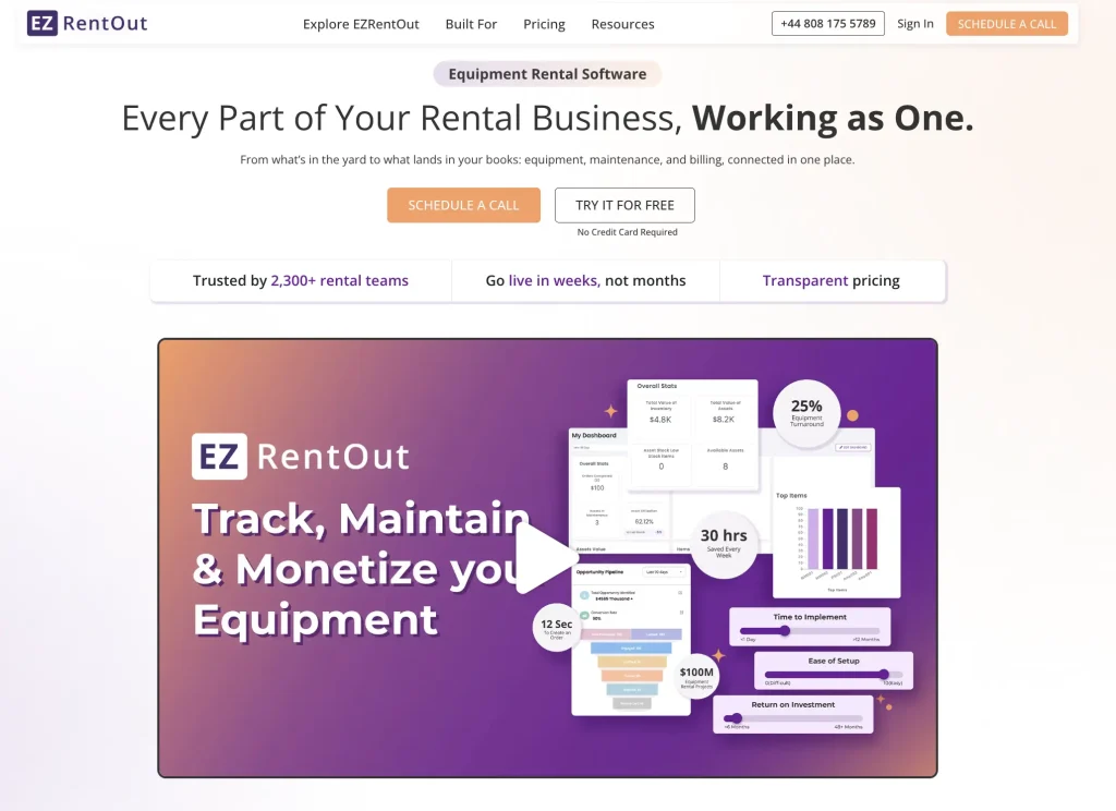 EZRentOut’s homepage.