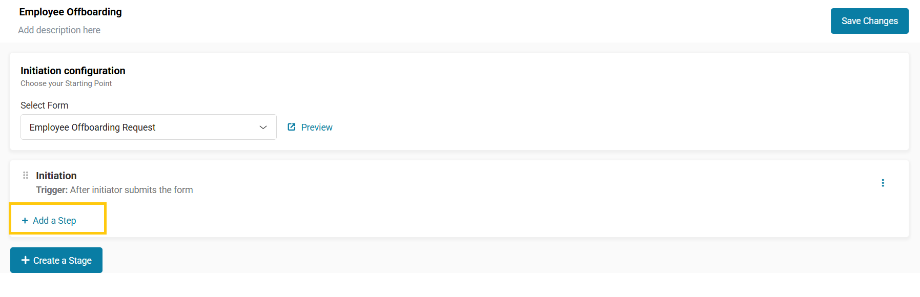 AssetSonar offboarding workflow stage with the Add a Step option highlighted