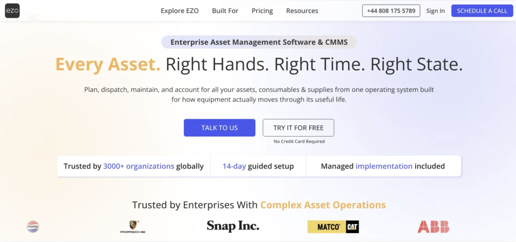 EZO EAM homepage