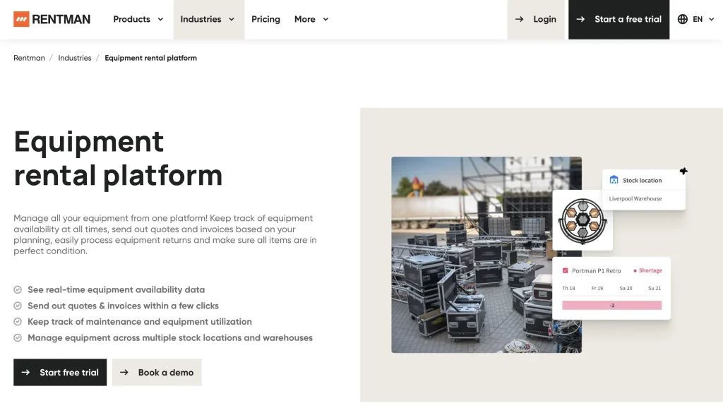 Rentman's homepage.