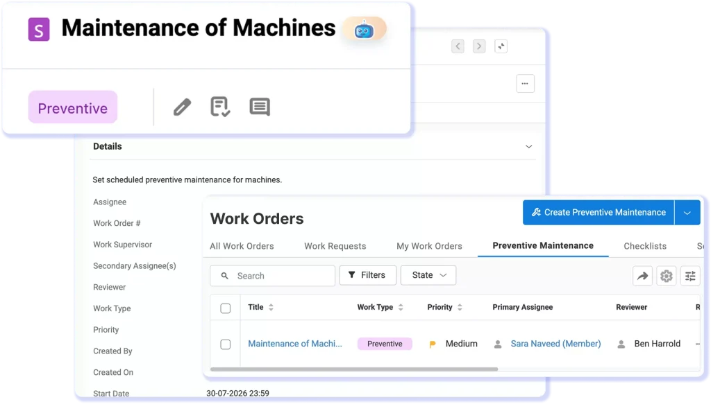 Mobile equipment inspection work order in EZO