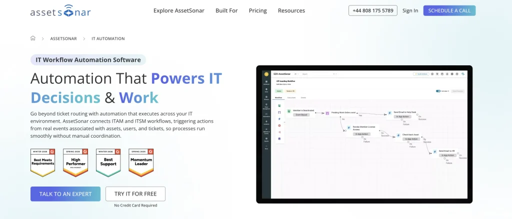 AssetSonar Workflow Automation UI