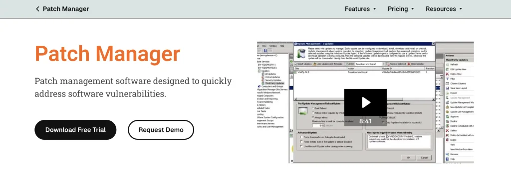 SolarWinds Patch Manager UI
