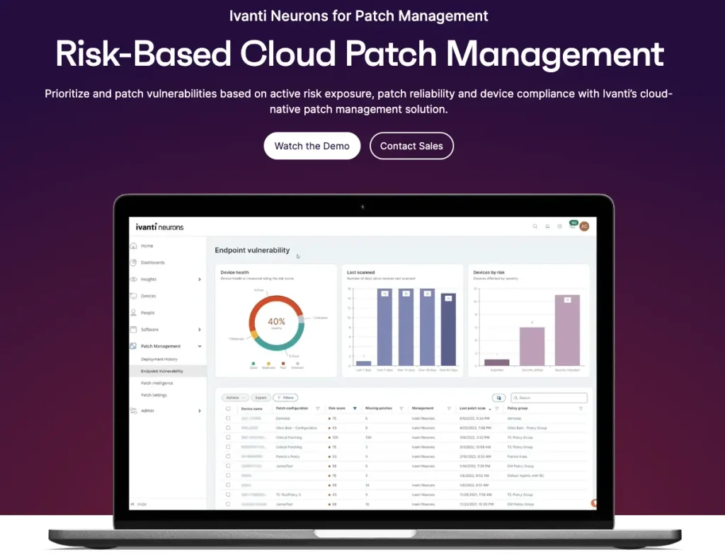 Ivanti Neurons for Patch Management UI