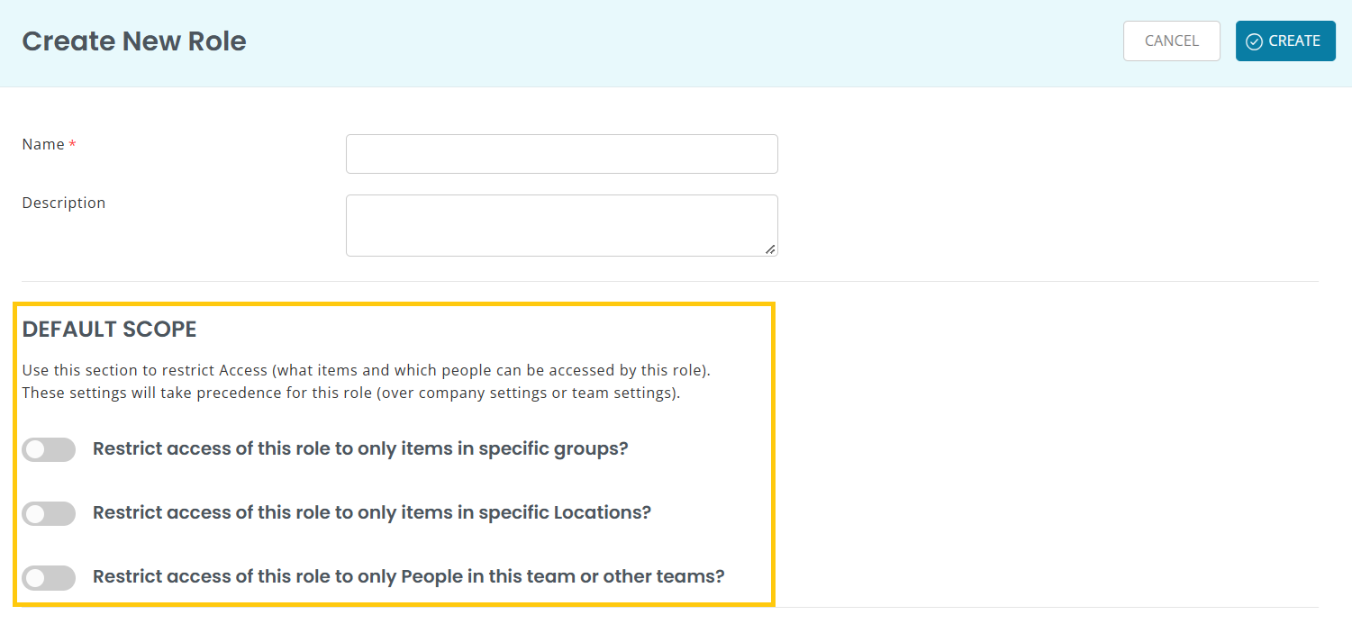 AssetSonar custom role settings for restricting SonarSight access by asset scope