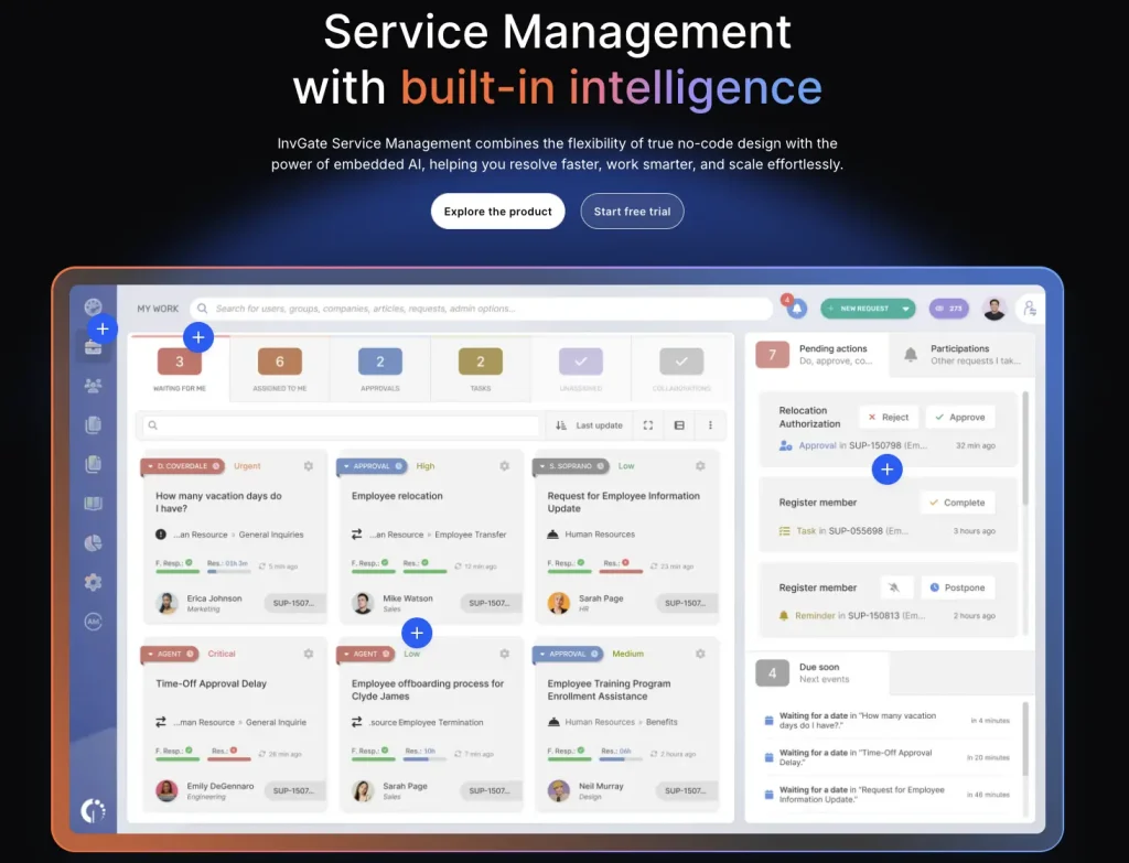 InvGate Service Management UI
